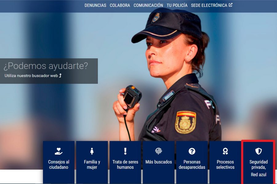 Nueva web de la Policía Nacional con un espacio para la seguridad privada.