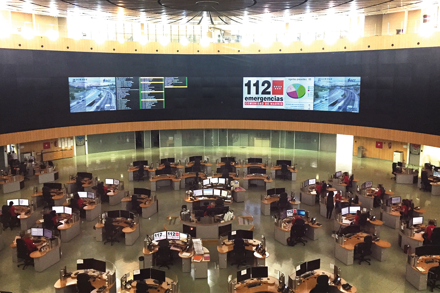 Interior de la Sala de Operaciones de la Agencia de Seguridad y Emergencias Madrid 112.