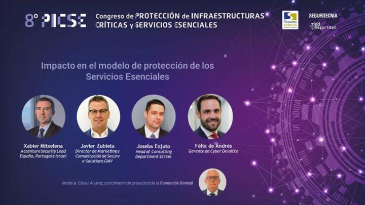 Xabier Mitxelena, de Accenture Security; Javier Zubieta, de GMV; Joseba Enjuto, de S21sec; Félix de Andrés, de Deloitte; moderados por César Álvarez, coordinador de proyectos de la Fundación Borredá.