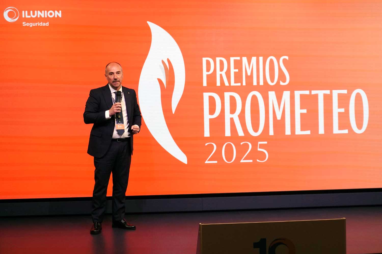 Jaime Calzado, director general de Ilunion Facility Services, durante la entrega de los Premios Prometeo.